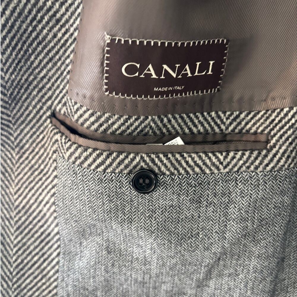 Canali Italian Herringbone Wool Coat Mens Size 36 52 - Picture 4 of 11